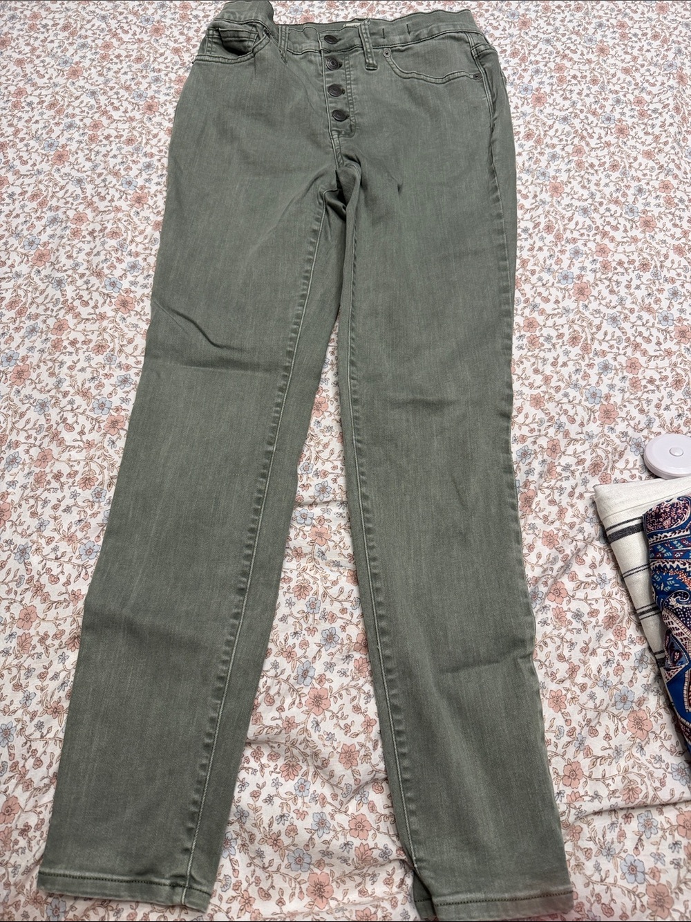 Madewell Olive Green Skinny Button-Fly Jeans
